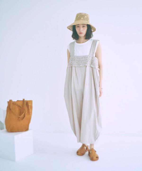 ハンドスモッキングコットンポプリン　サロペット